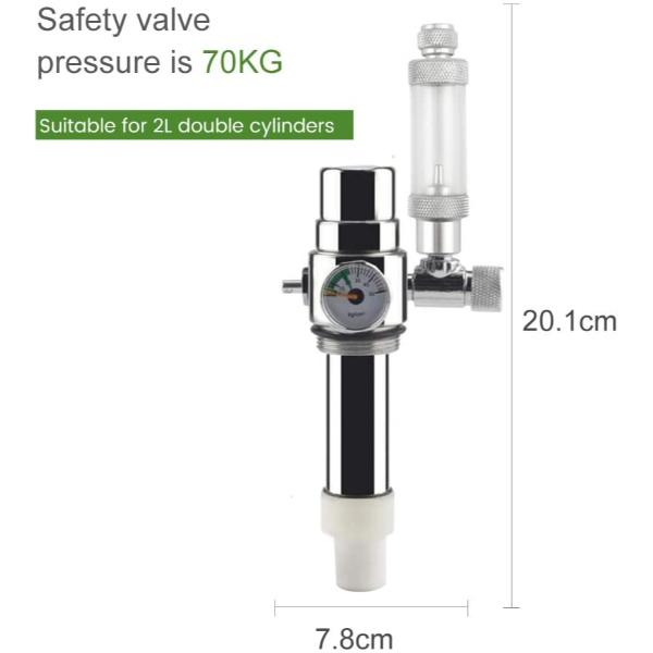 quarium Generator System Kit CO2 Stainless Steel Cylinder Generator System Carbon Dioxide Reactor Kit for Plants 2L with Pressure Reducing Valve