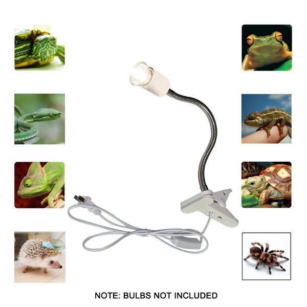 UVB Light Bulb Reptile Ceramic Heat Lamp Pet Heating Bulb Holder Clamp Lamp Fixture Heating Light Lamp for Reptiles, Aquarium Turtle Light Adjustable Habitat Lighting Stand – white (with UVB 3.0 25W Lamp)