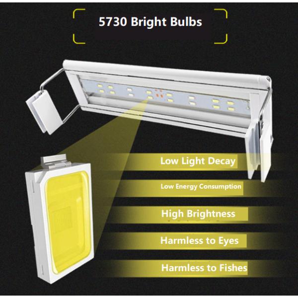 High Quality Extensible Aquarium Fish Tank LED Super Bright Light Planted Reef Coral Marine Lamp Lighting Clip-on Lamp – Suitable Tank Size: 60-70cm