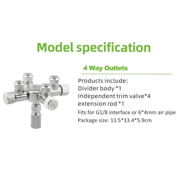 CO2 Splitter Fine Adjusting Valve 2/3/4 Way Outlets