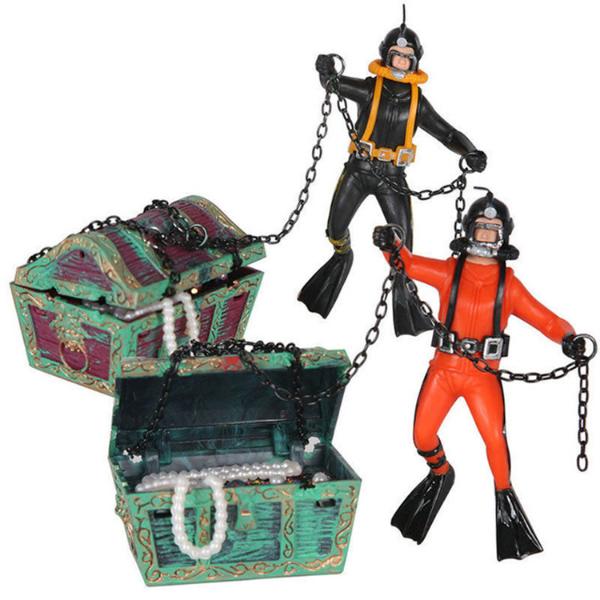 Sea Treasure Hunter Diver Aquarium Ornament Decoration