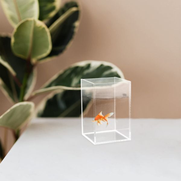 B&K 1Pc Acrylic Aquarium Fish Tank Clear Betta Fish Tank Nano Aquariums Fish Bowl for Aquarium Supplies