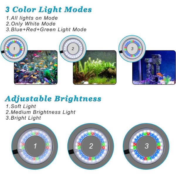 B&K Aquarium Clip on USB Light Dimmable and 3 Modes 8W