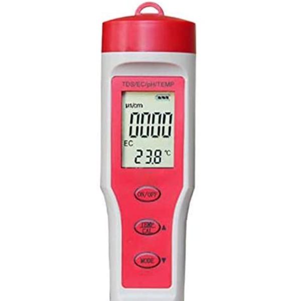PH Meter PH/TDS/EC/Temp 4-in-1 Test Pen Red