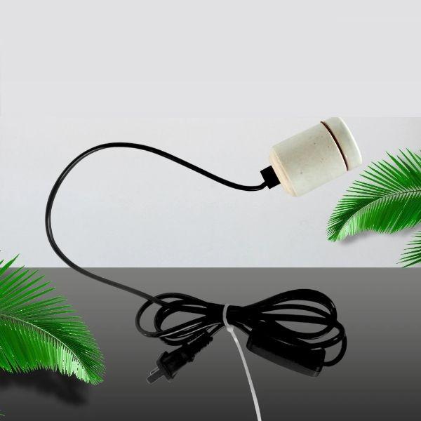NOMOY White Ceramic Lamp Head for Reptile Lizard Snake Gecko with Black Wire
