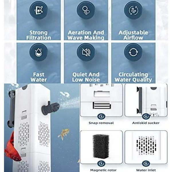 Ultra Quiet Fish Tank Filter 4-in-1 Internal Aquarium Filter