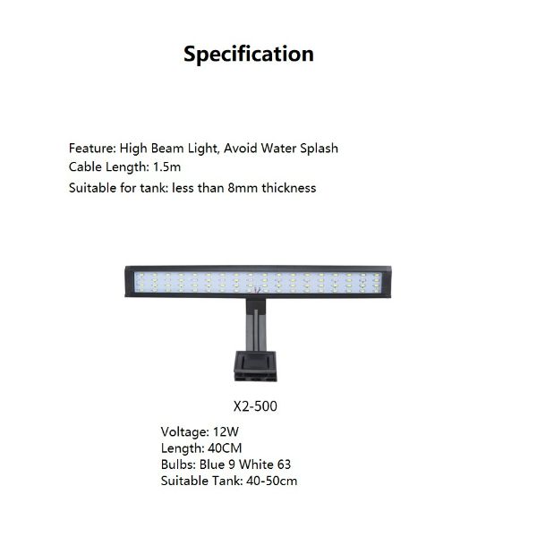 Aquarium LED Clip Light X2 -500 12W