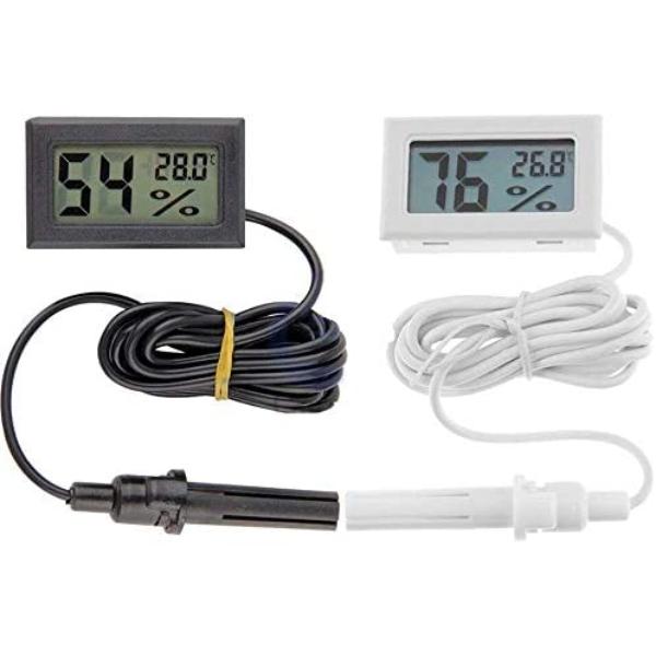 Mini Digital LCD Thermometer Hygrometer with Wire Humidity and Temperature Meter Indoor Black/White