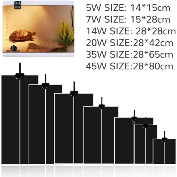 Reptile Heating Pad with Adjustable Heat Mat for Reptiles Turtle, Aquarium Terrarium Heater 5W/ 7W/ 14W/ 28W/ 35W