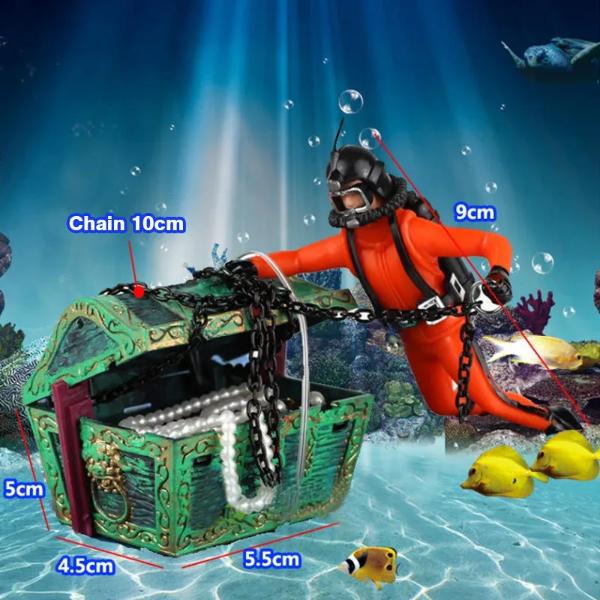 Sea Treasure Hunter Diver Aquarium Ornament Decoration