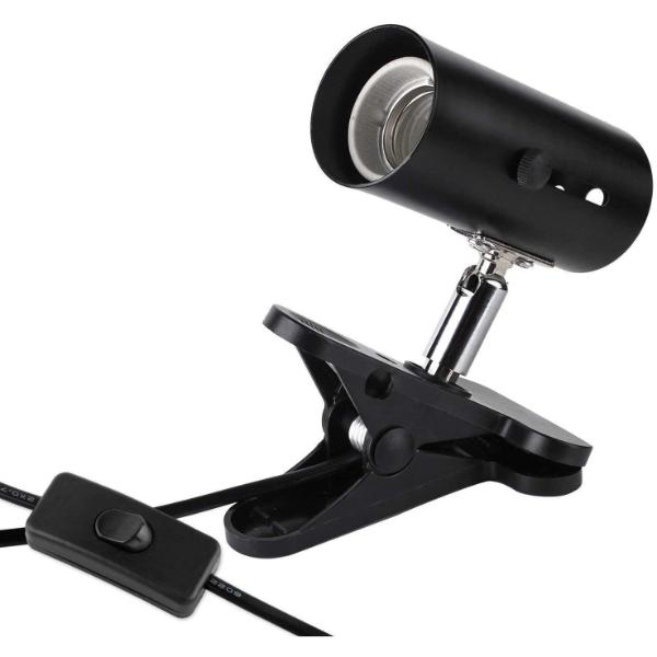 Lamp Holder Stand Lights Bulbs Heat for Reptiles Tanks, Turtle Adjustable and Rotates Black and White