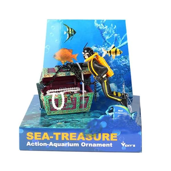 Sea Treasure Hunter Diver Aquarium Ornament Decoration