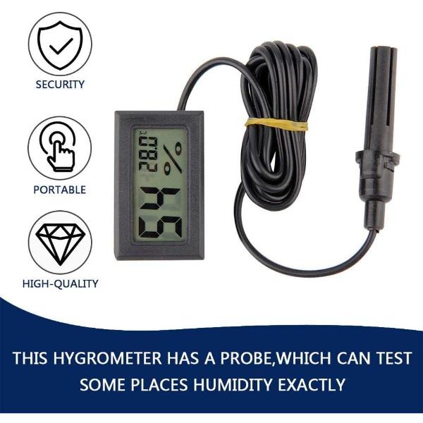 Mini Digital LCD Thermometer Hygrometer with Wire Humidity and Temperature Meter Indoor Black/White