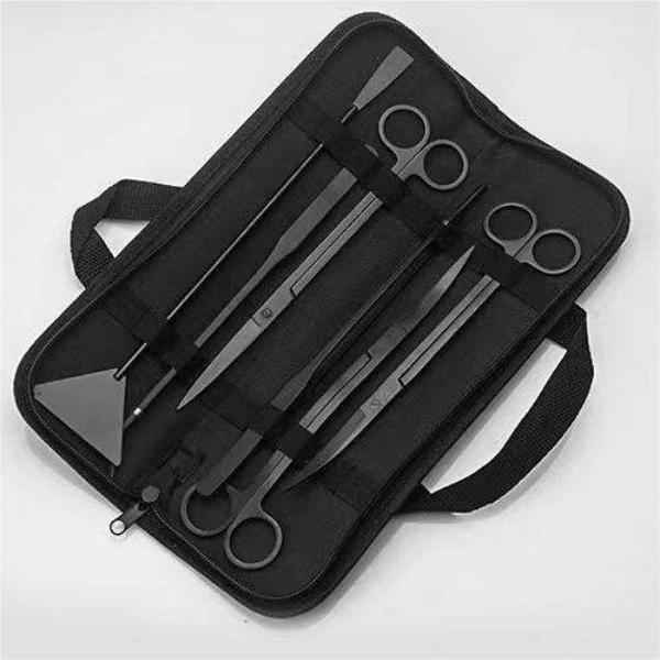 Aquarium Aquascaping Tool Set – 6pcs Black with Bag