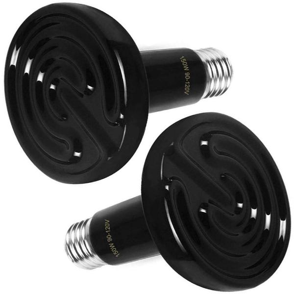 Ceramic Heat Lamp, Upgraded Thicker Infrared Reptile Heat Emitter Heater Lamp Bulb for Pet Coop Lizard Turtle Snake Aquarium, 24hr Heat Source