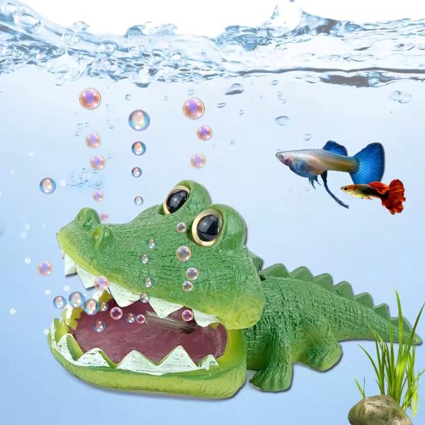 Underwater Bubbling Crocodile Ornament Fish Tank Décor