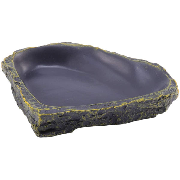 Reptile Food Dish Terrarium Water Bowl Food Feeding Plate Container Drinking Water Tray Resin for Snake Tortoise Frog