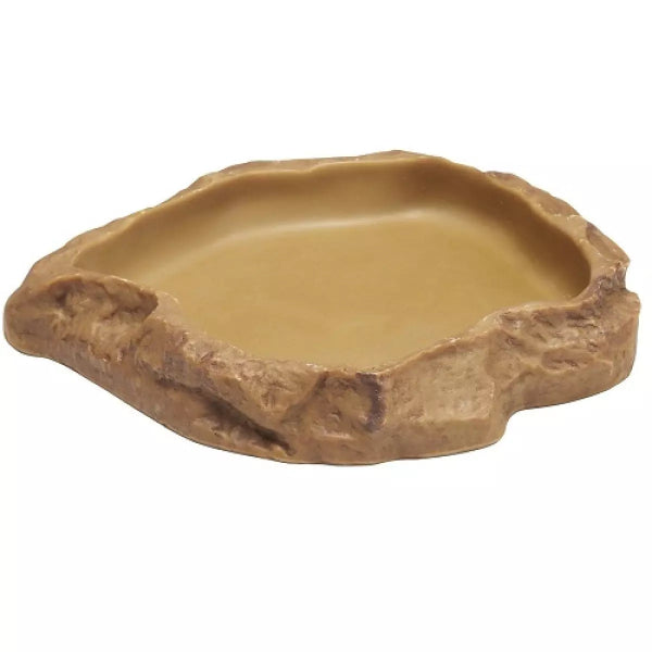 Feeding Natural and Realistic Rock Vivarium Food Water Dish Resin Bowl for Gecko Snake Turtle Bearded Dragon