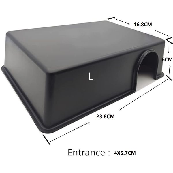 Black Plastic Reptile Hiding Box Snake Hide Reptile Cave for Lizard Leopard Gecko Snakes and Ball Python