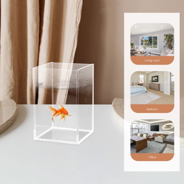 B&K 1Pc Acrylic Aquarium Fish Tank Clear Betta Fish Tank Nano Aquariums Fish Bowl for Aquarium Supplies
