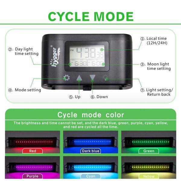 Hygger Auto On Off LED Aquarium Light Extendable 12-17 Inches 7 Colors Sunrise Sunset Full Spectrum Light Fixture for Freshwater Planted Tank Build in Timer