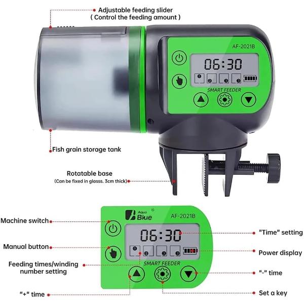 Automatic Fish Feeder with Timer Setting 200ml Capacity Dispenser Adjustable