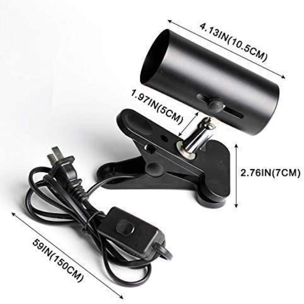 Lamp Holder Stand Lights Bulbs Heat for Reptiles Tanks, Turtle Adjustable and Rotates Black and White
