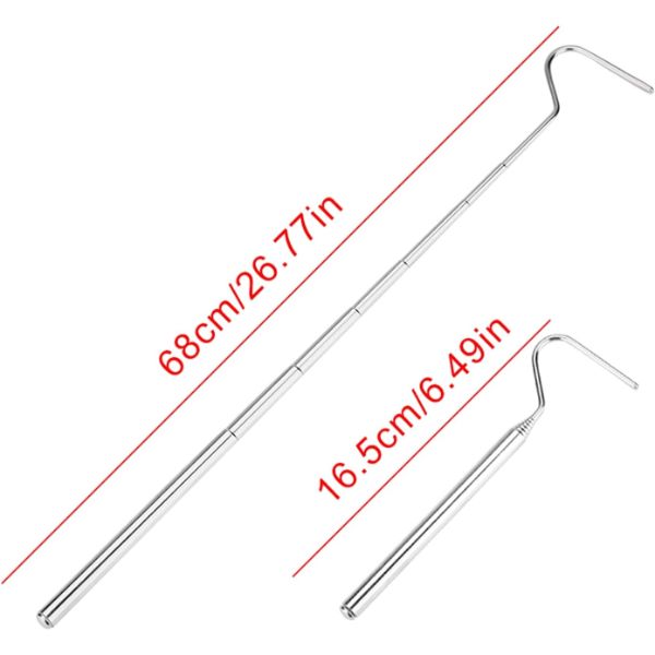 Snake Capture Hook, Telescoping Snake Handling Tool Reptile Capture Hook Stainless Steel Portable Snake Tongs for Catching Handling Grabber Pet Snake 16.5cm~68cm