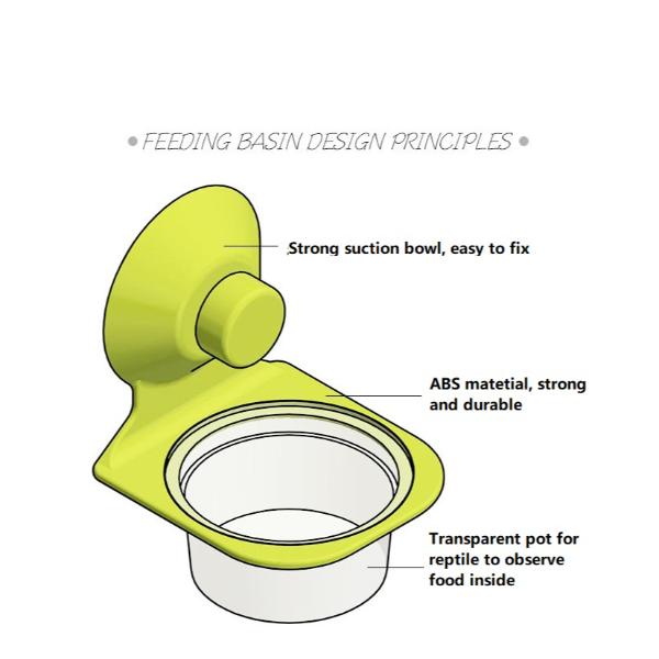 Reptile Feeder Pet Feeder Fixed Suspension with Dish Rack And Suction Cup Accessories