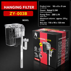 Hanging Filter 3.5W Glass ZY-003B – 250L/H Black