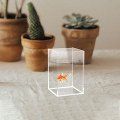 B&K 1Pc Acrylic Aquarium Fish Tank Clear Betta Fish Tank Nano Aquariums Fish Bowl for Aquarium Supplies