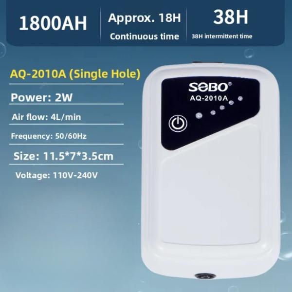 SOBO AQ Series Rechargeable Aquarium Air Pump | AQ-2010A / AQ-2020 | Single & Dual Outlet