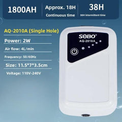 SOBO AQ Series Rechargeable Aquarium Air Pump | AQ-2010A / AQ-2020 | Single & Dual Outlet