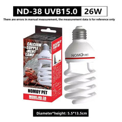 NOMOYPET ND-38 UVB 15.0 Reptile Lamp 13W / 26W – High Output UVB Calcium Supplement Bulb for Reptiles & Amphibians