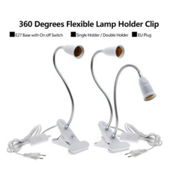 Double Heads Clip with Switch Extension Bulb Holder Socket for Led Grow Light