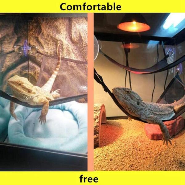 Reptile Hammock Lounger Resting Hanging Mesh Net & Ladder Accessories Set for Bearded Dragons Anole Geckos Lizards (Triangle, 48 x 38 x 38 CM, 2 Pack)