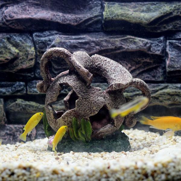 Broken Vase Pot Fish Shrimp Hiding Cave Aquarium Ornament Decor 15x11x15cm
