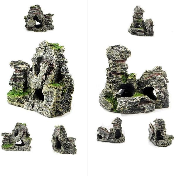 Artificial Fish Tank Rockery Resin Rock Mountain Hiding Cave Aquarium Decoration