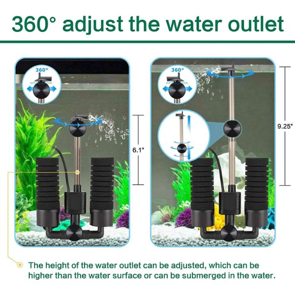 AQQA Aquarium Electric Power Sponge Filter 3W(S) and 5W(M)