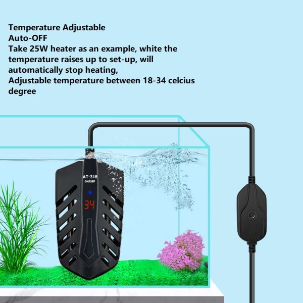 Digital Aquarium Heater Turtle heating rod low water level automatic constant temperature Submersible Water Mini Heating Rod