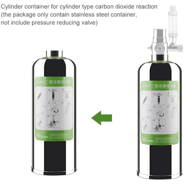 quarium Generator System Kit CO2 Stainless Steel Cylinder Generator System Carbon Dioxide Reactor Kit for Plants 2L with Pressure Reducing Valve