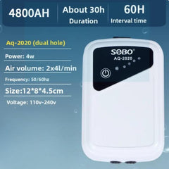 SOBO AQ Series Rechargeable Aquarium Air Pump | AQ-2010A / AQ-2020 | Single & Dual Outlet