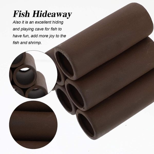 Aquarium Cave Brown Ceramic Fish and Shrimp Shelters (Two Sizes)