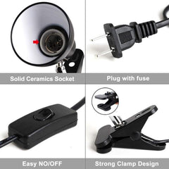 Reptile Habitat Lamp Fixture Heating Bulb Holder Stand - Flexible Clamp