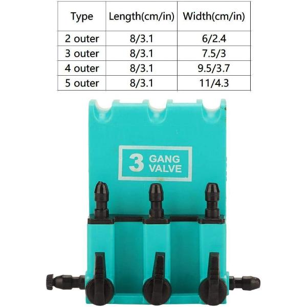 Air Flow Control Valve Splitter Green 2/3/4/5 Head
