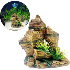 Natural Rock Cave Aquarium Mountain Resin Ornament