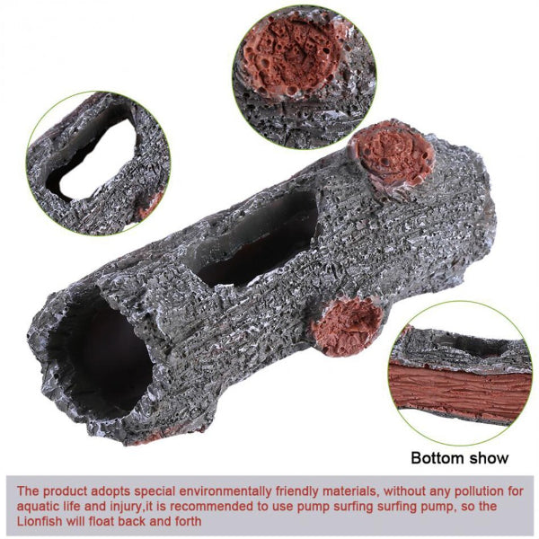 Aquarium Tank Decoration Artificial Ornament Hollow Trunk Simulation Tree Log Wood 12.5x6.5x5cmC
