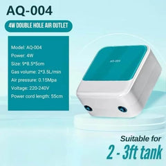 Mini Aquarium Air Pump AQ Series – AQ-003 (3W) / AQ-004 (4W) / AQ-005 (5W) Low Noise Oxygen Pump