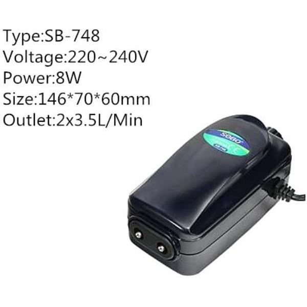 SOBO SB-748 8W Double Outlets Oxygen Air Pump