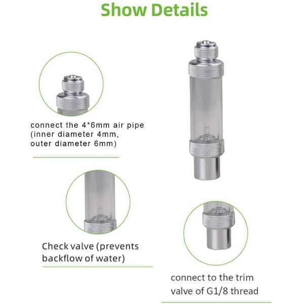 Aluminum CO2 Bubble Counter with Check Valve Single Head